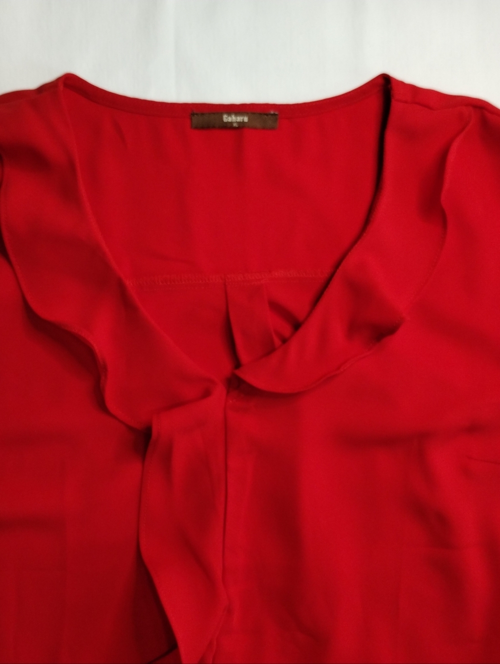 Red Sleeveless Ruffle-Front Camisole - Picture 5 of 8